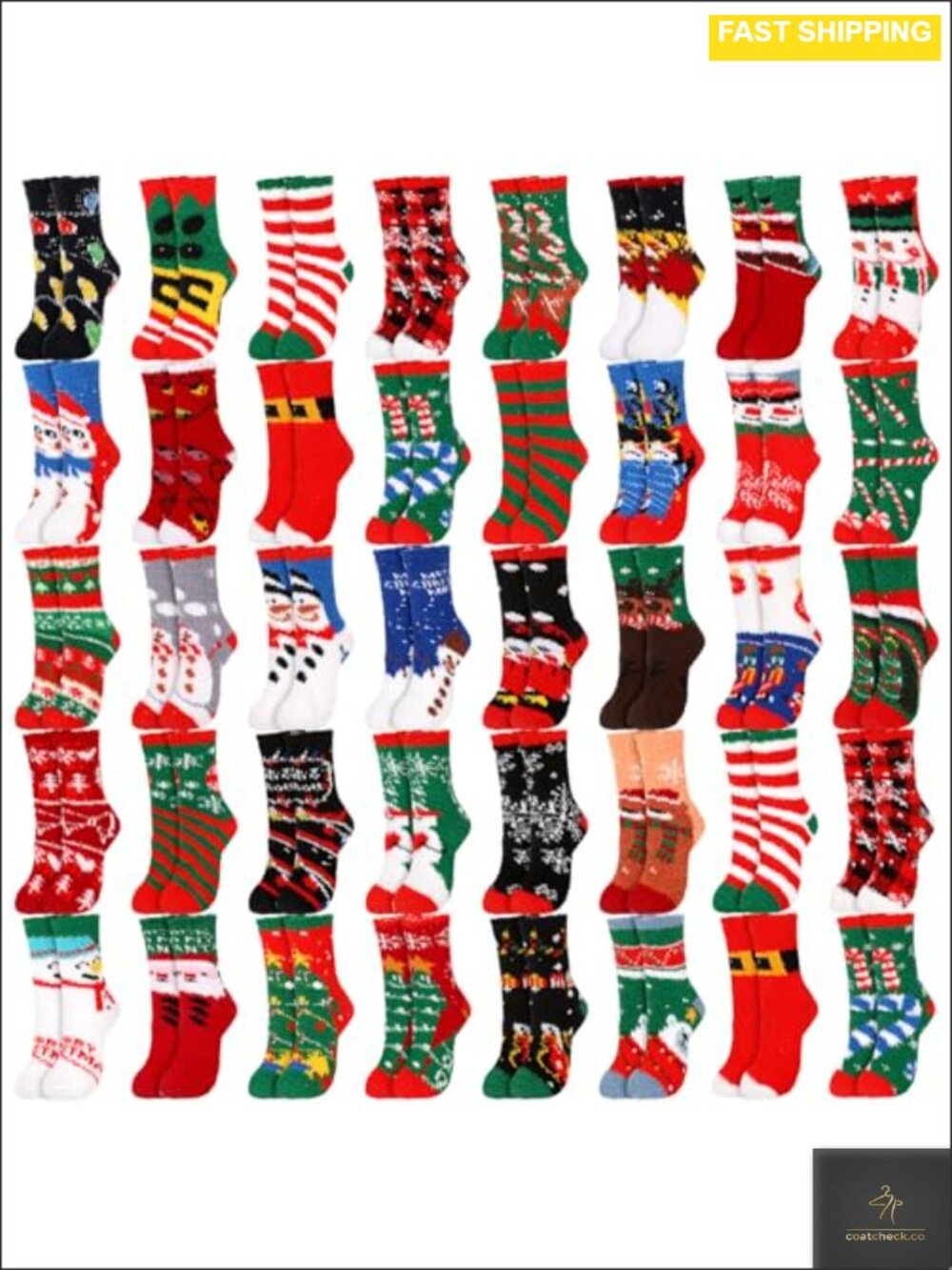 Fuzzy Soft Crew Christmas Socks 36 Pairs Polyester Cotton Novelty